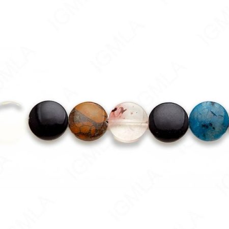 15-16″ 15mm Multi Stone Coin Plain Beads