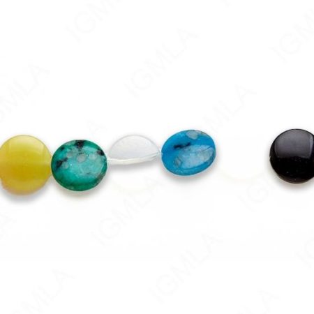 15-16″ 14mm Multi Stone Coin Plain Beads