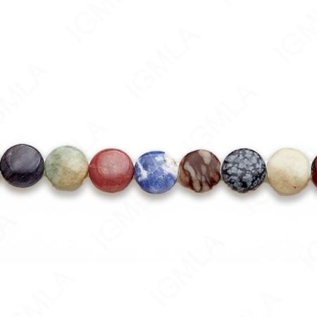 15-16″ 12mm Multi Stone Coin Plain Beads