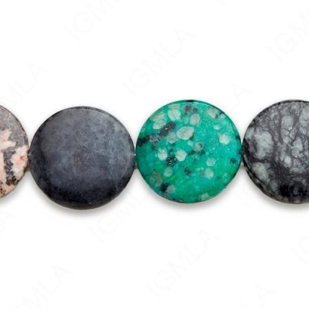 15-16″ 35mm Multi Stone Coin Plain Beads
