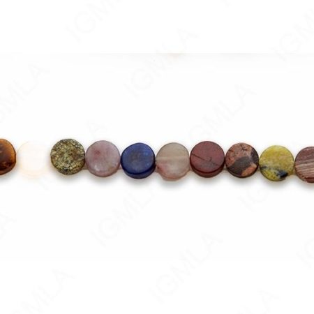 15-16″ 8mm Multi Stone Coin Plain Beads
