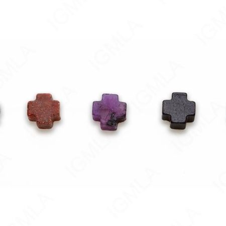 15-16″ 10mm Multi Stone Cross W/Tube Plain Beads