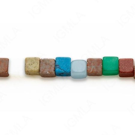 15-16″ 8mm Multi Stone Cube Plain Beads