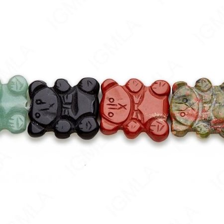 15-16″ 19X22mm Multi Stone Carved Bear Plain Beads