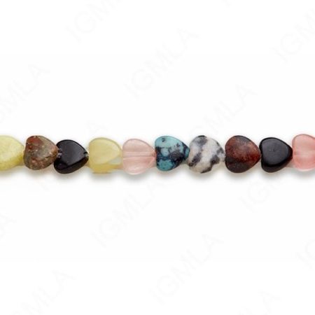 15-16″ 8mm Multi Stone Heart Plain Beads