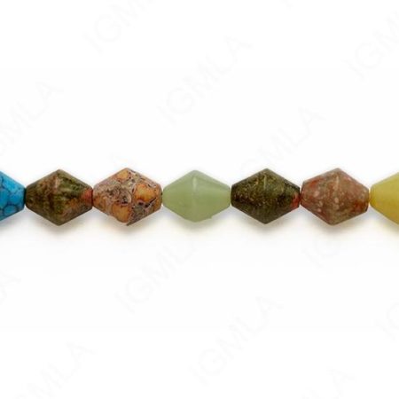 15-16″ 12mm Multi Stone Double Cone Plain Beads