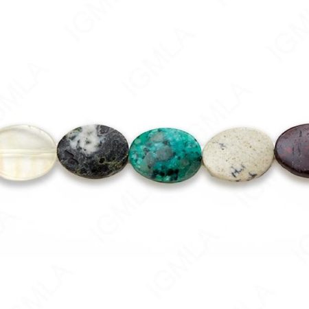 15-16″ 13X18mm Multi Stone Oval Twist Plain Beads
