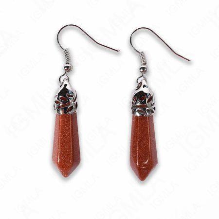 Brown Goldstone Point Earrings