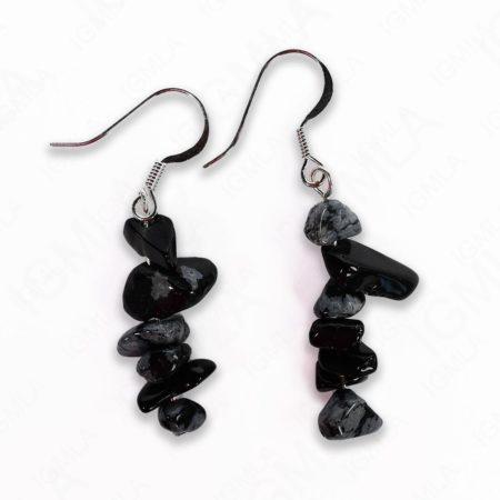 Snowflake Obsidian Chips Earrings