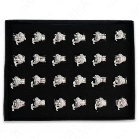 Clear Rine Stone Dolphin Rings 24 Pc Box