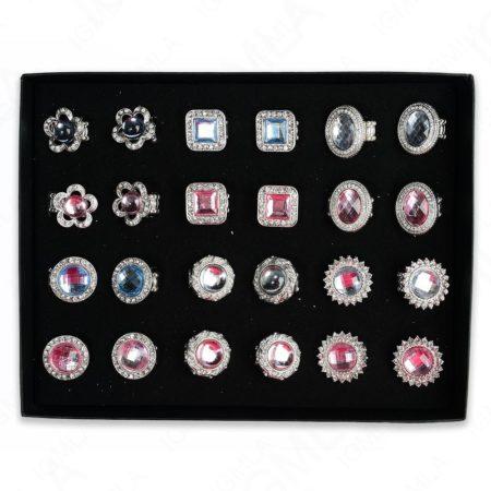 Pink / Light Blue Assorted Shapes Rings 24 Pc Box