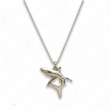 Zinc Alloy Silver Plated Shark Necklace