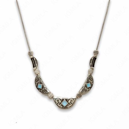 Zinc Alloy Syn Turquoise color W Rhodium Plated Necklace