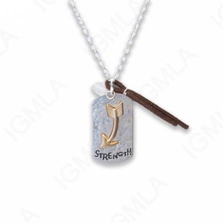 Zinc Alloy Strength Silver with Gold Arrowhead Rectangle Necklace
