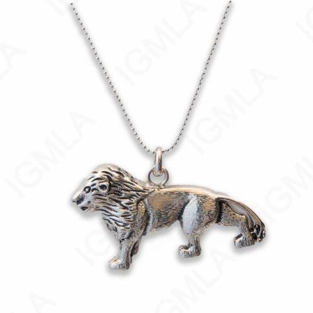 Zinc Alloy Silver Plated Lion Necklace