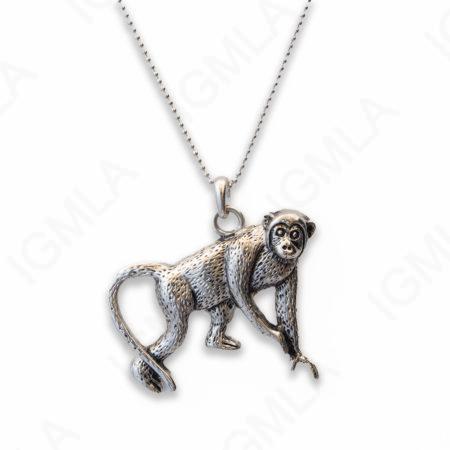 Zinc Alloy Silver Plated Monkey Necklace