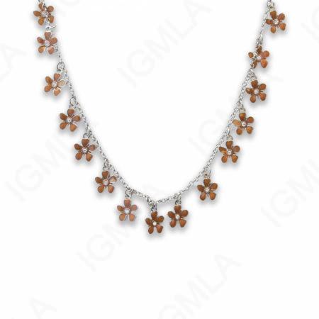 Zinc Alloy White Color Rhodium Plated Flower Necklace