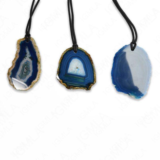 #1 Blue Agate Leather String Necklace