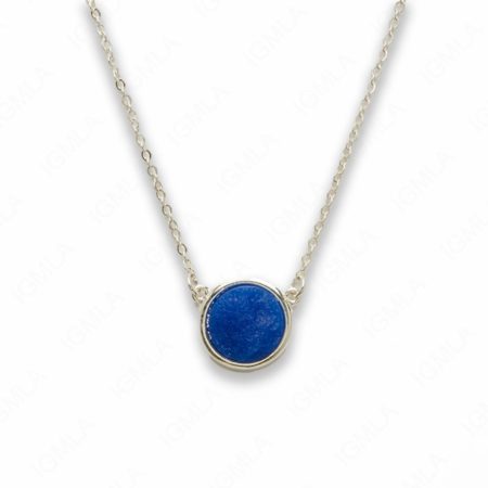 Zinc Alloy Yellow Druzy Silver Plated Round Necklace