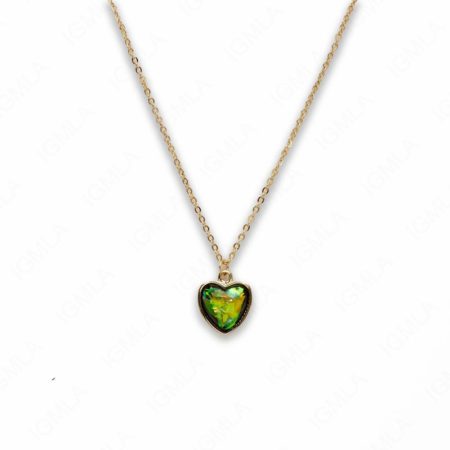 Zinc Alloy Small Green Gold Plated Heart Necklace