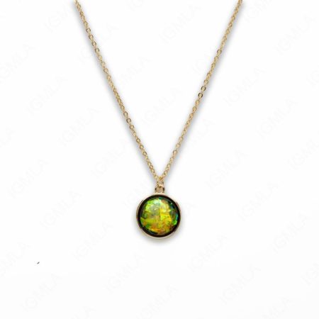 Zinc Alloy Small Green Gold Plated Round Necklace