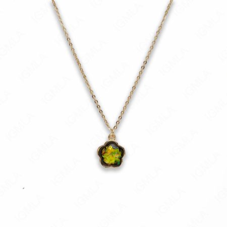 Zinc Alloy Small Green Gold Plated Flower Necklace