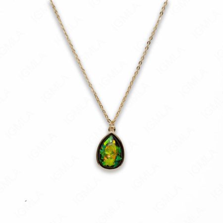 Zinc Alloy Small Green Gold Plated Drop Necklace
