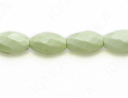 15-16″ 10X17mm Lemon Chrysophrase Rice Faceted Beads
