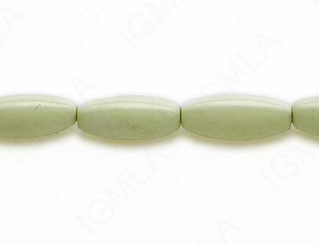 15-16″ 8X20mm Lemon Chrysophrase Rice 3-Side Plain Beads