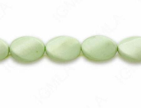 15-16″ 13X18mm Lemon Chrysophrase Twist Oval Plain Beads