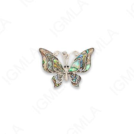 Zinc Alloy With Abalone Rhodium Plated Butterfly Pendants