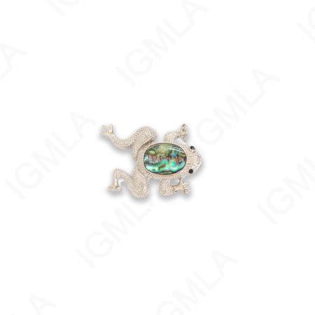 Zinc Alloy With Abalone Rhodium Plated Frog Pendants
