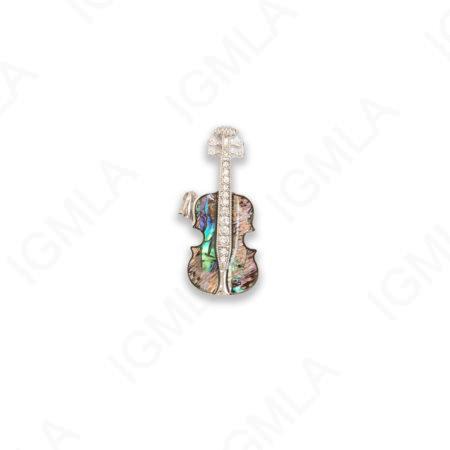 Zinc Alloy With Abalone Rhodium Plated Guitar Pendants