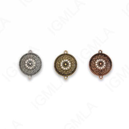 Small Zinc Alloy 2 Hole Gold, Silver, Copper Burnished Coin Connector