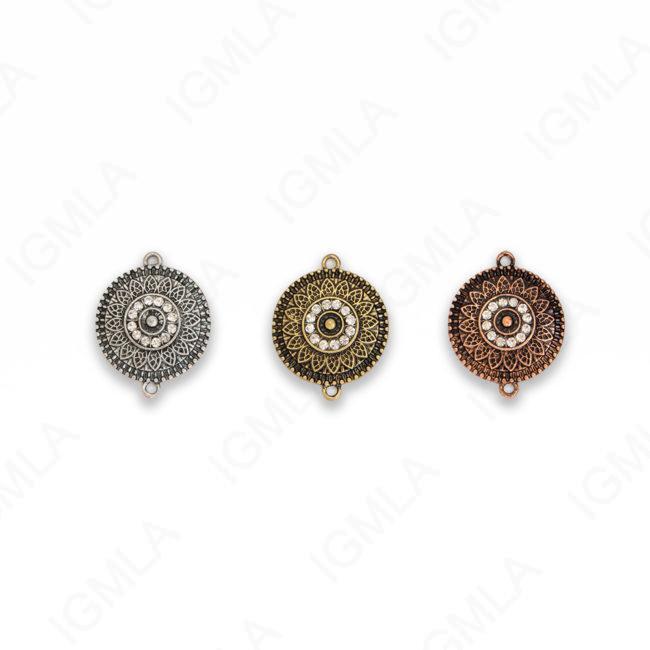 Small Zinc Alloy 2 Hole Gold, Silver, Copper Burnished Coin Connector
