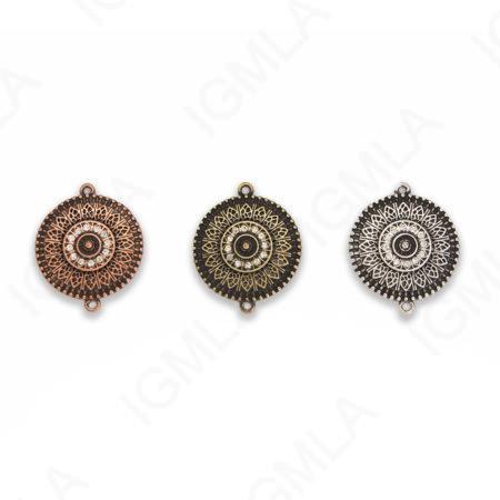 Medium Zinc Alloy 2Hole Gold, Silver, Copper Burnished Coin Connector
