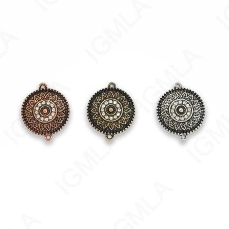 Small Zinc Alloy 3Hole Gold, Silver, Copper Burnished Coin Connector
