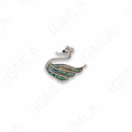 Zinc Alloy With Abalone Abalone Silver Plated Swan Pendants