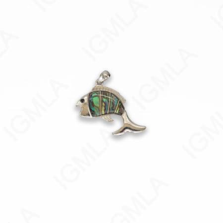 Zinc Alloy With Abalone Abalone Silver Plated Fish Pendants