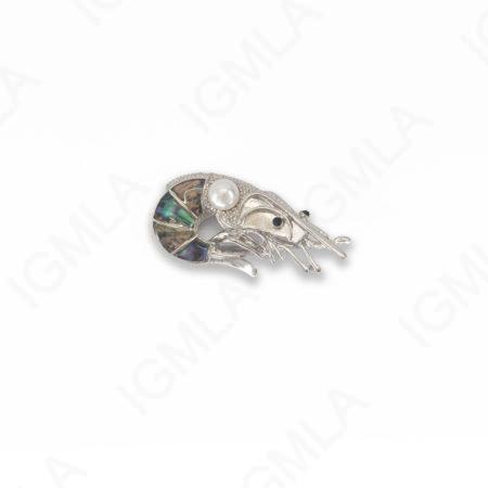 Zinc Alloy With Abalone Abalone Silver Plated Shrimp Pendants