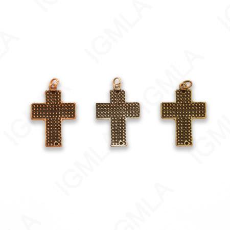 Zinc Alloy Gold, Silver, Copper Burnished Cross Pendants