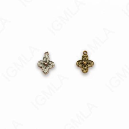 Gold, Silver Zinc Alloy Gold, Silver Burnished Cross Charm