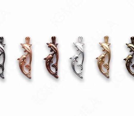 Small Zinc Alloy Matt Rose, Gold, Silver, Gold Plated, Burnish Gold, Silver, Copper Double Dolphin Charm