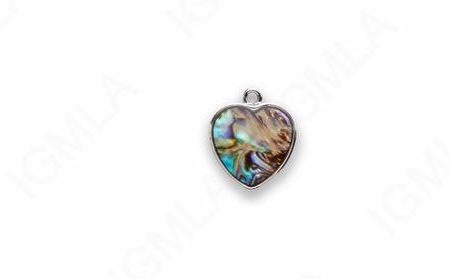 Small Zinc Alloy With Abalone Silver Plated Heart Charm