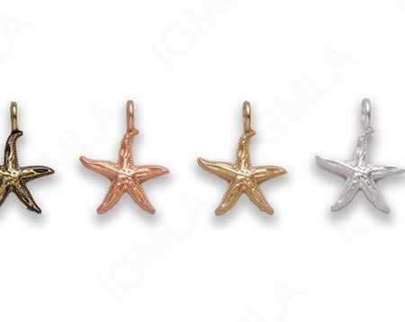 Zinc Alloy Matt Rose Gold, Silver Gold, Burnish Gold, Silver, Copper Star Fish Charm