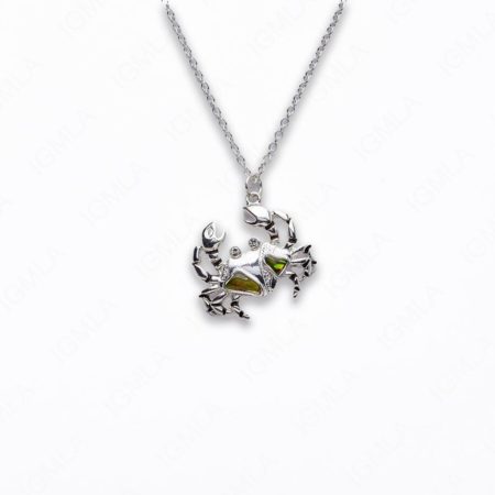 Zinc Alloy With Abalone Rhodium Plated w Black cord Crab Necklace