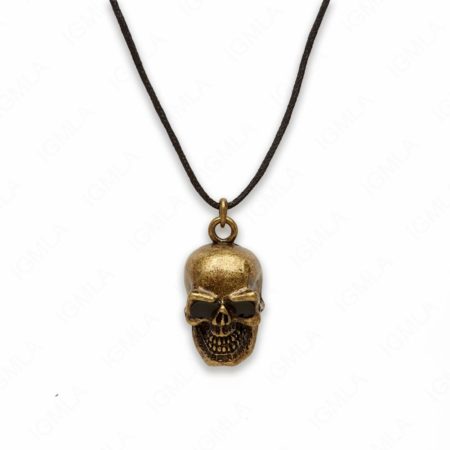 18″ Zinc Alloy Gold Burnished Tone Skull Necklace