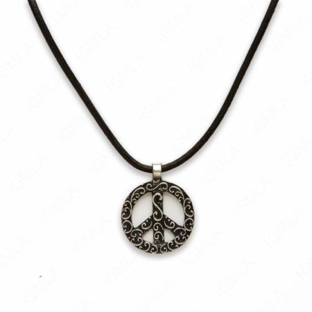 18″ Zinc Alloy Burnish Silver Tone Peace Circle Necklace