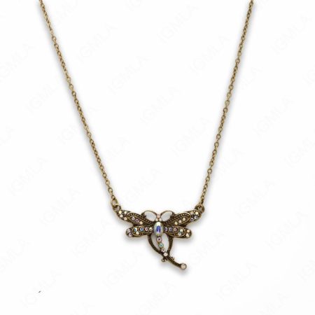 18″ Zinc Alloy Antique Gold Tone Butterfly Necklace