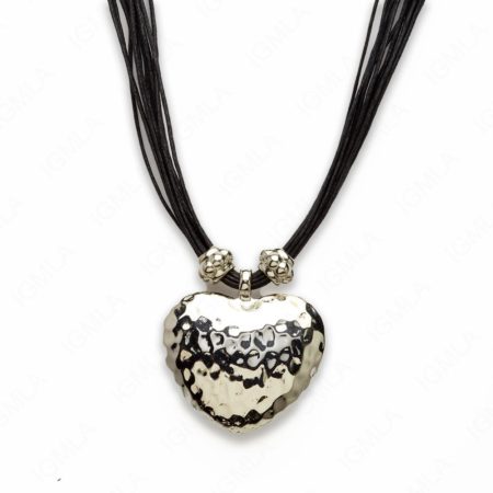 18″ Zinc Alloy Rhodium Heart Necklace